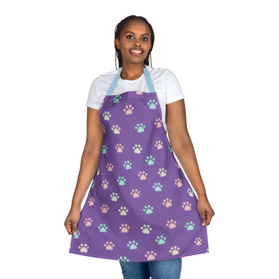 Cute Pet Lover's Apron with 5-Color Straps, Cat Paw Print Kitchen Apron, Gift for Animal Lovers, Cooking Accessory, Pet-Themed Gift