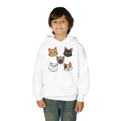 Fun Cat Heads Unisex Youth & Kids Heavy Blend Hoodie