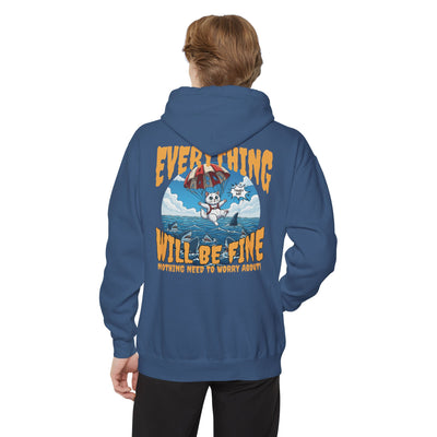 Everything Will Be Fine - Cartoon Cat Graphic Unisex Pullover Hoodie