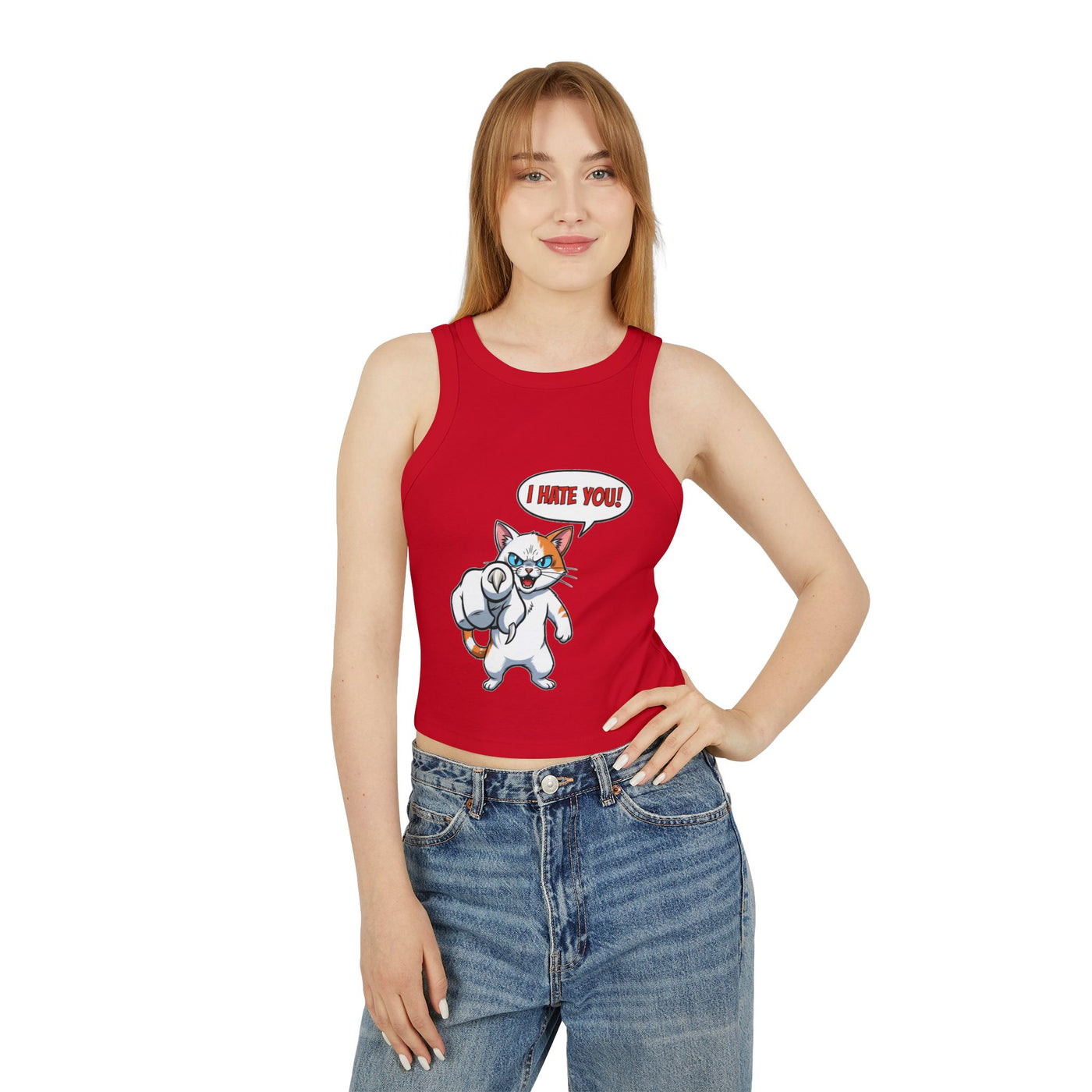 Angry Cat 'I Hate You' Graphic style 2 Women Tank Top