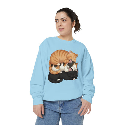 3 Cute Sleeping Cats Cozy Graphic Unisex Crewneck Sweatshirt style 5