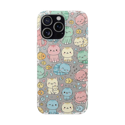 Kawaii Colorful Cat Pattern iPhone 16 17 series Flexi Case