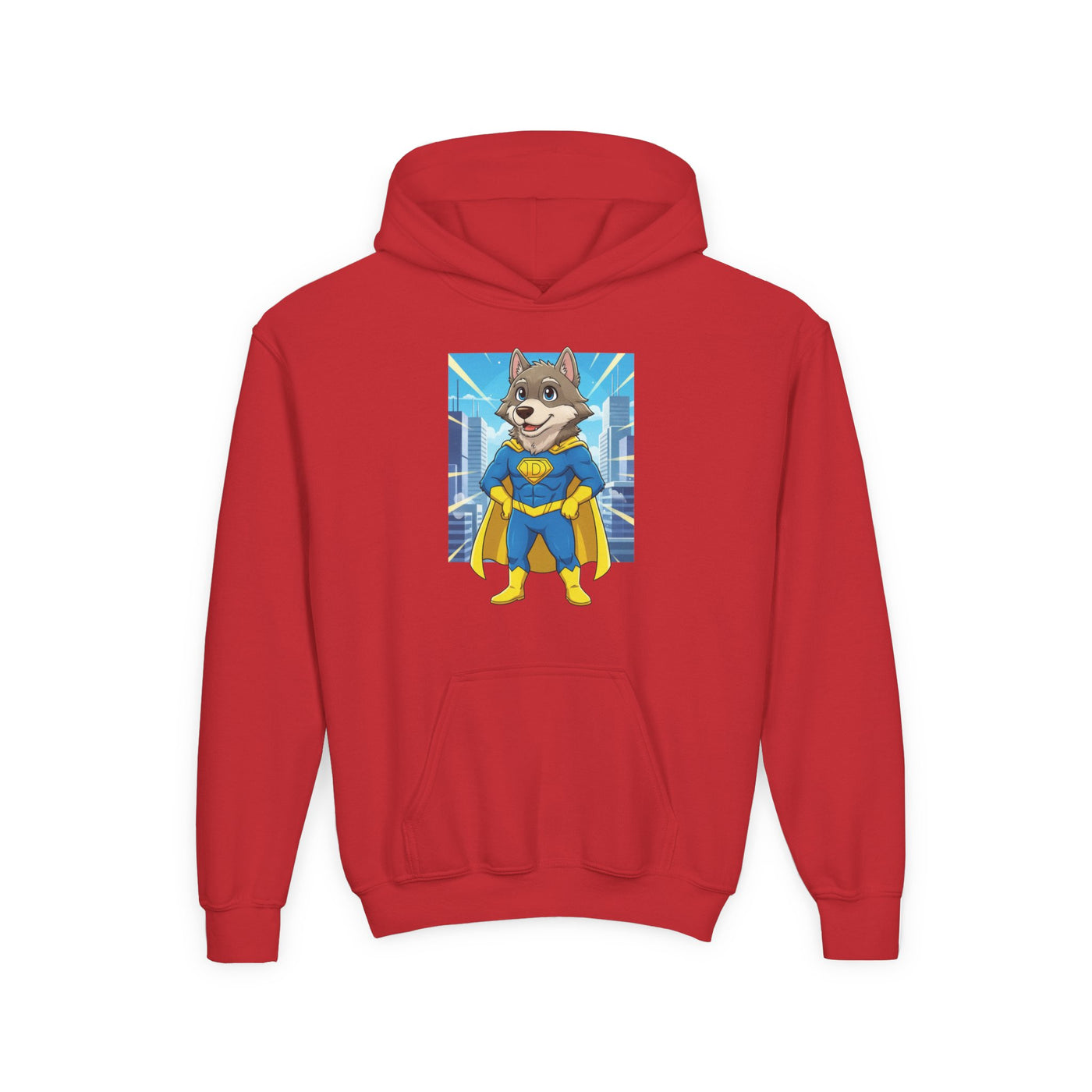 Dog cosplay Superman style 1 Unisex Kids Hoodie - Fun & Cozy Heavy Blend Sweatshirt with Cute Design