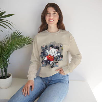 Watercolor painting style 2 Men & Women Cute Cat Pile Crewneck Sweatshirt