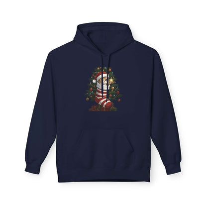 Kitten hiding in Christmas stocking Unisex Fleece Hoodie style 3