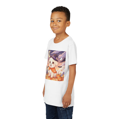 Halloween cute puppy anime style 2 Youth Tee, Short Sleeve T-Shirt, Kids Halloween Apparel, Cute Dog Tee, Fall Outfit for Children