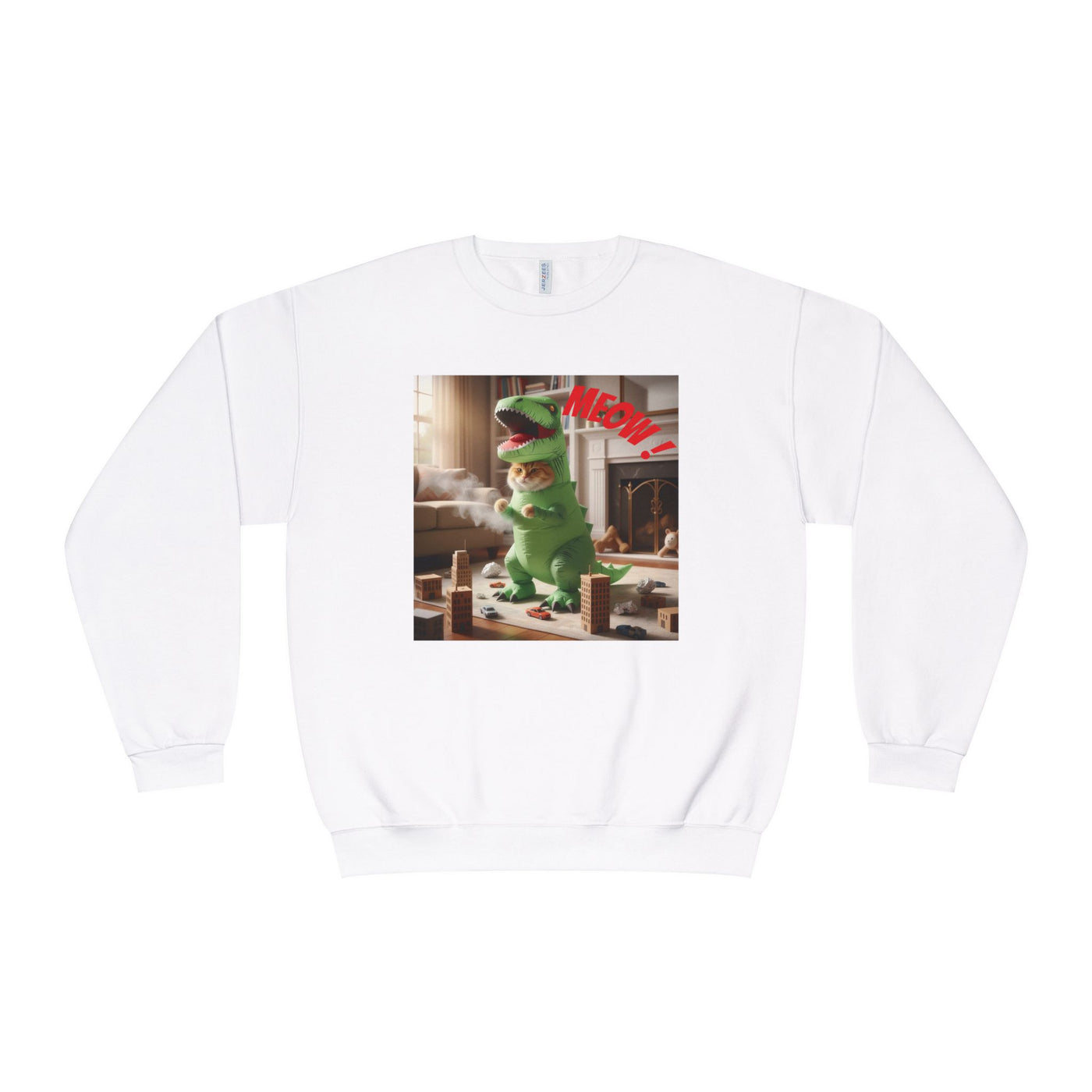 Tyrannosaurus Cat at home Unisex NuBlend® Crewneck Sweatshirt