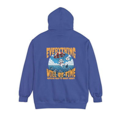 Everything Will Be Fine - Cartoon Cat Graphic Unisex Pullover Hoodie