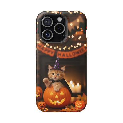 Halloween cute kitten photo style 4 Magnetic Phone Case, Cat Lover Gift, Impact-Resistant iPhone Case, Funny Pet Accessory, Unique Animal Design