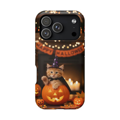 Halloween cute kitten photo style 4 Magnetic Phone Case, Cat Lover Gift, Impact-Resistant iPhone Case, Funny Pet Accessory, Unique Animal Design