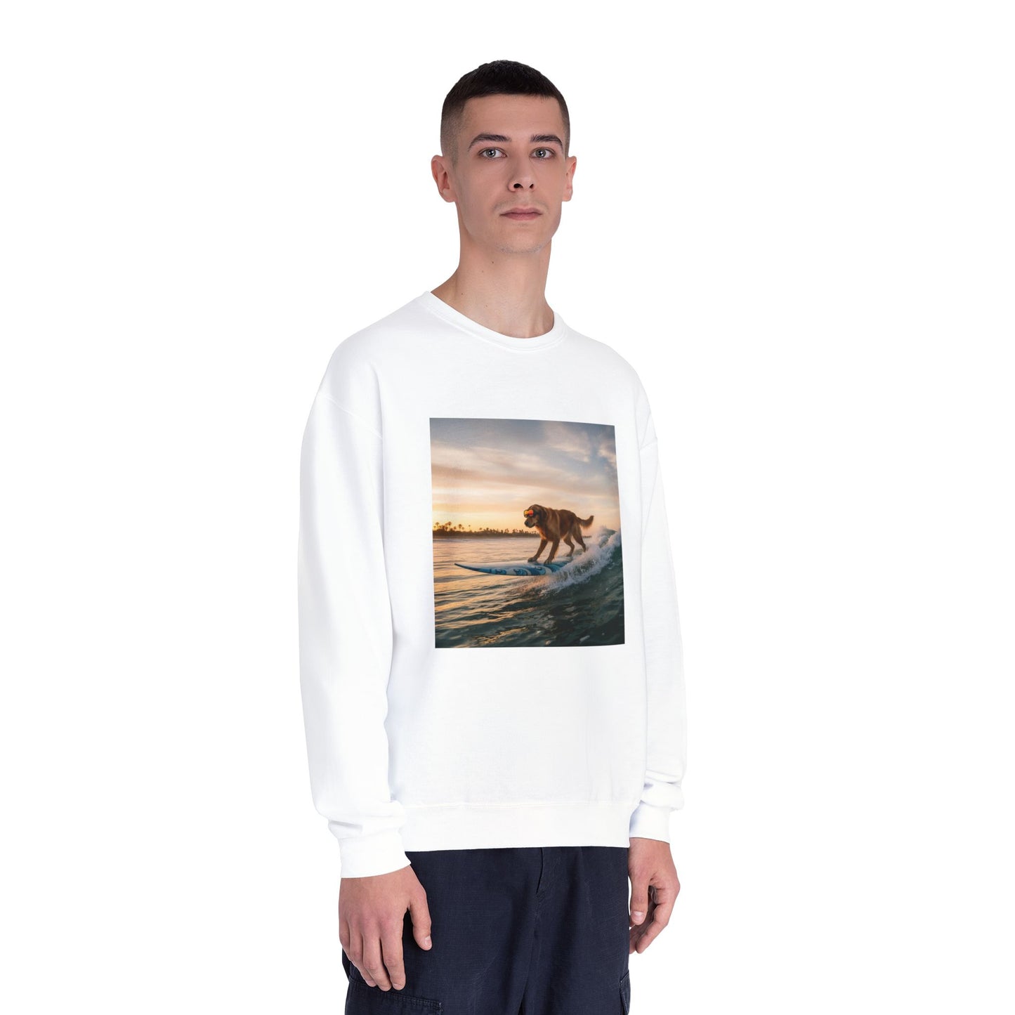 Surfing Dog Graphic Unisex NuBlend Crewneck Sweatshirt style 2