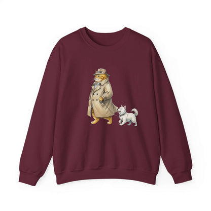 Watercolor Cat & Dog painting unisex Crewneck Sweatshirt style 2