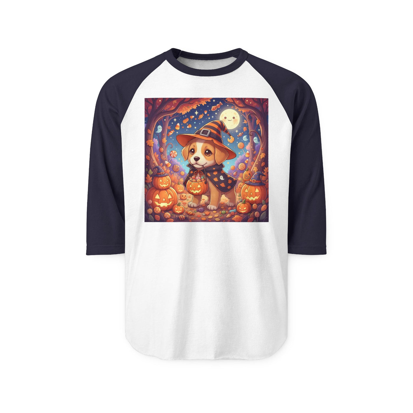 Halloween cute puppy anime style 1 Raglan Shirt, Cute Pet Shirt, Fall Apparel, Unisex Halloween Outfit, Gift for Dog Lovers, Spooky Season Tee