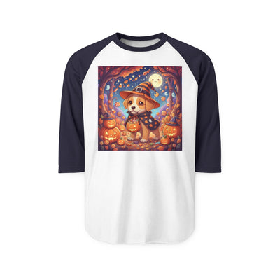 Halloween cute puppy anime style 1 Raglan Shirt, Cute Pet Shirt, Fall Apparel, Unisex Halloween Outfit, Gift for Dog Lovers, Spooky Season Tee