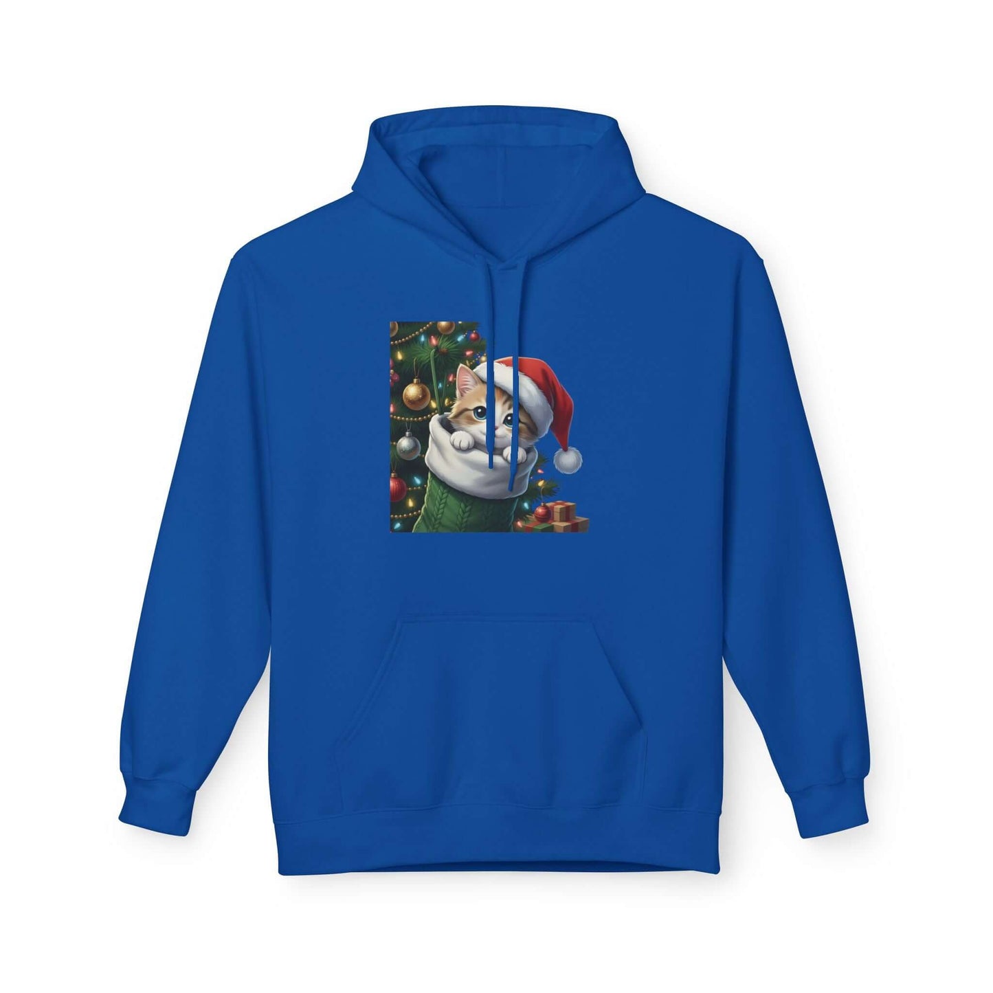 Kitten hiding in Christmas stocking Unisex Fleece Hoodie style 2