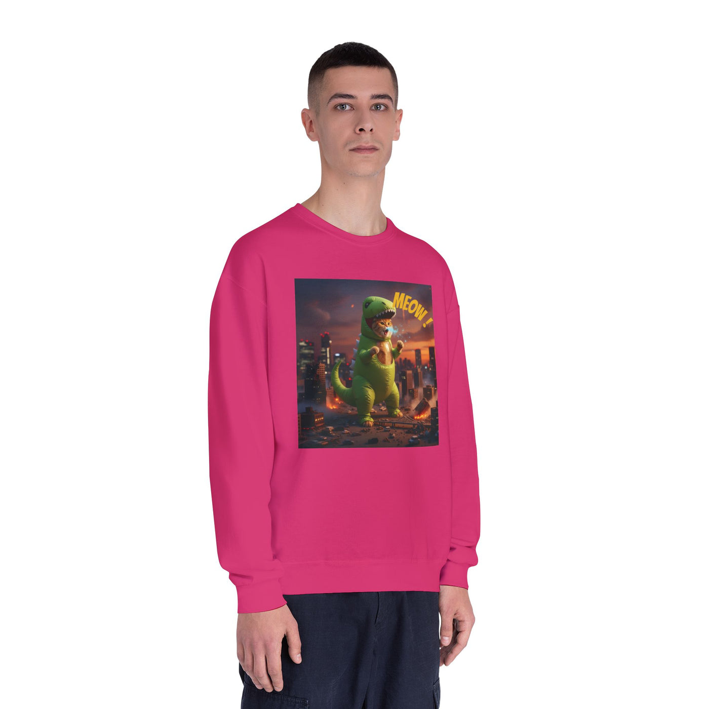 Tyrannosaurus Cat in city style 2 Unisex NuBlend® Crewneck Sweatshirt