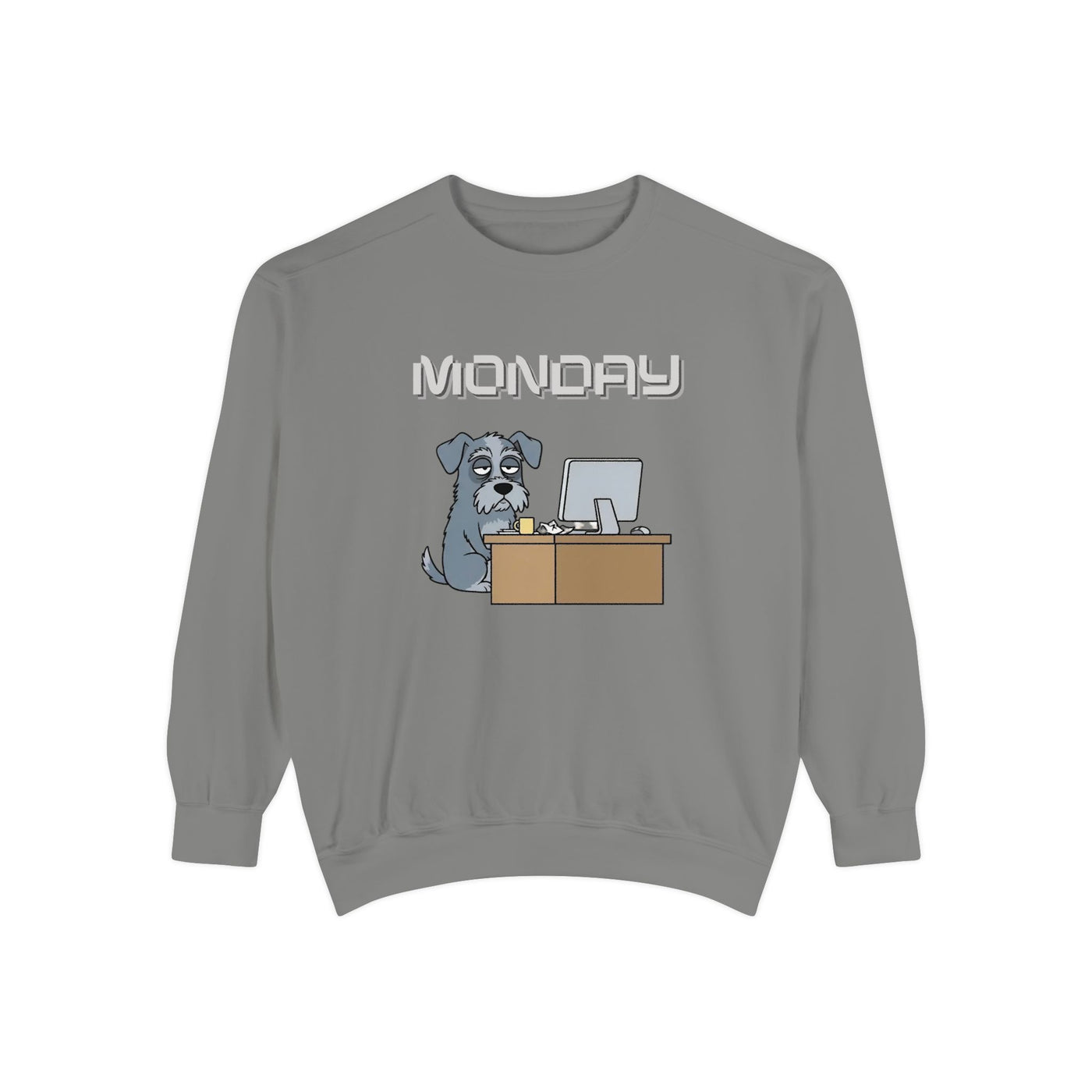 Monday Face Dog Stares Blankly Unisex Crewneck Sweatshirt style 2