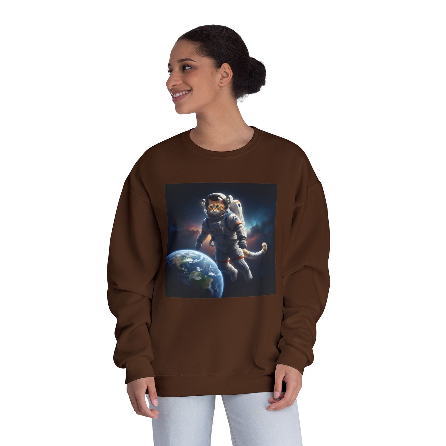 Space Cat Unisex NuBlend Crewneck Sweatshirt style 3