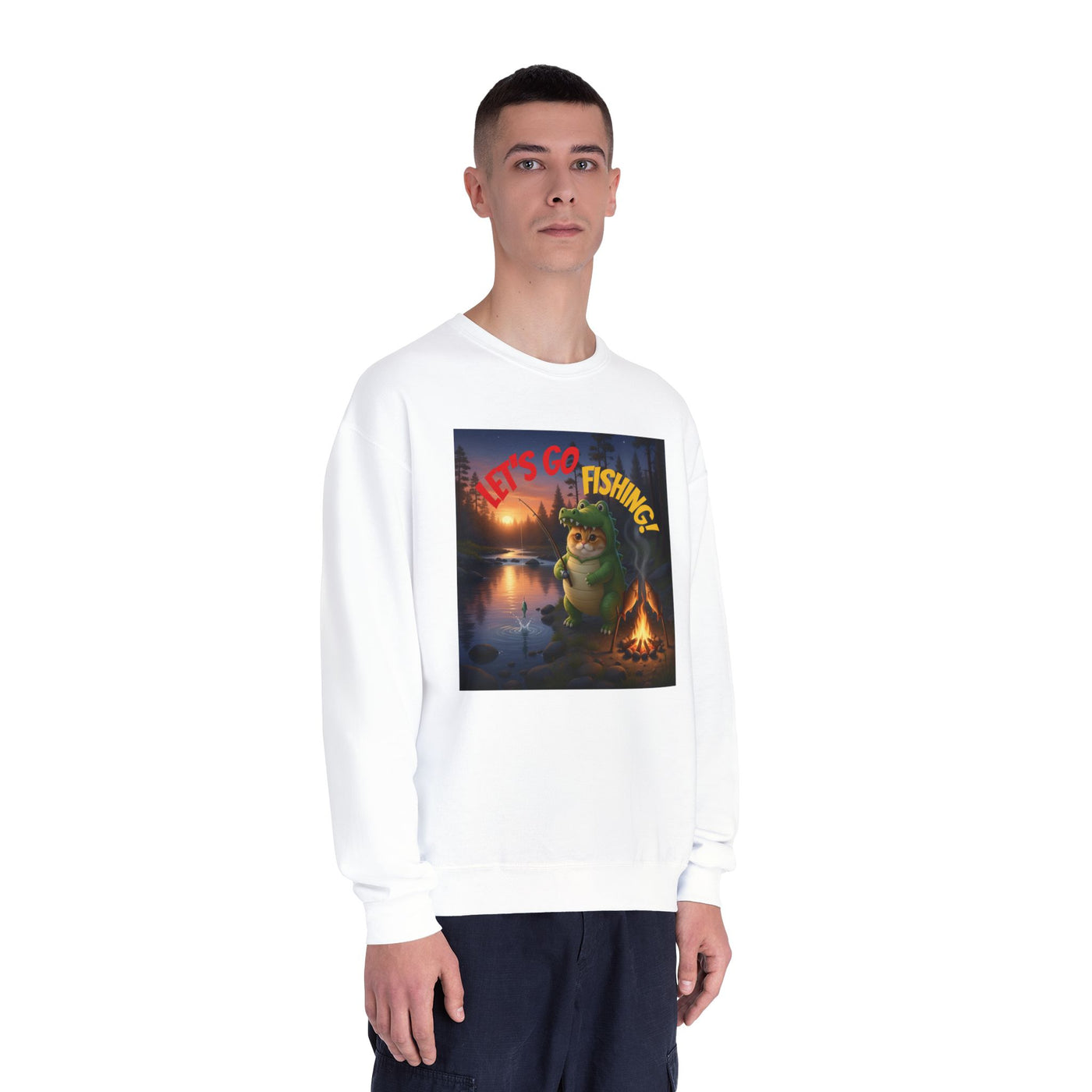 Crocodile Cat Fishing style 2 Unisex NuBlend® Crewneck Sweatshirt