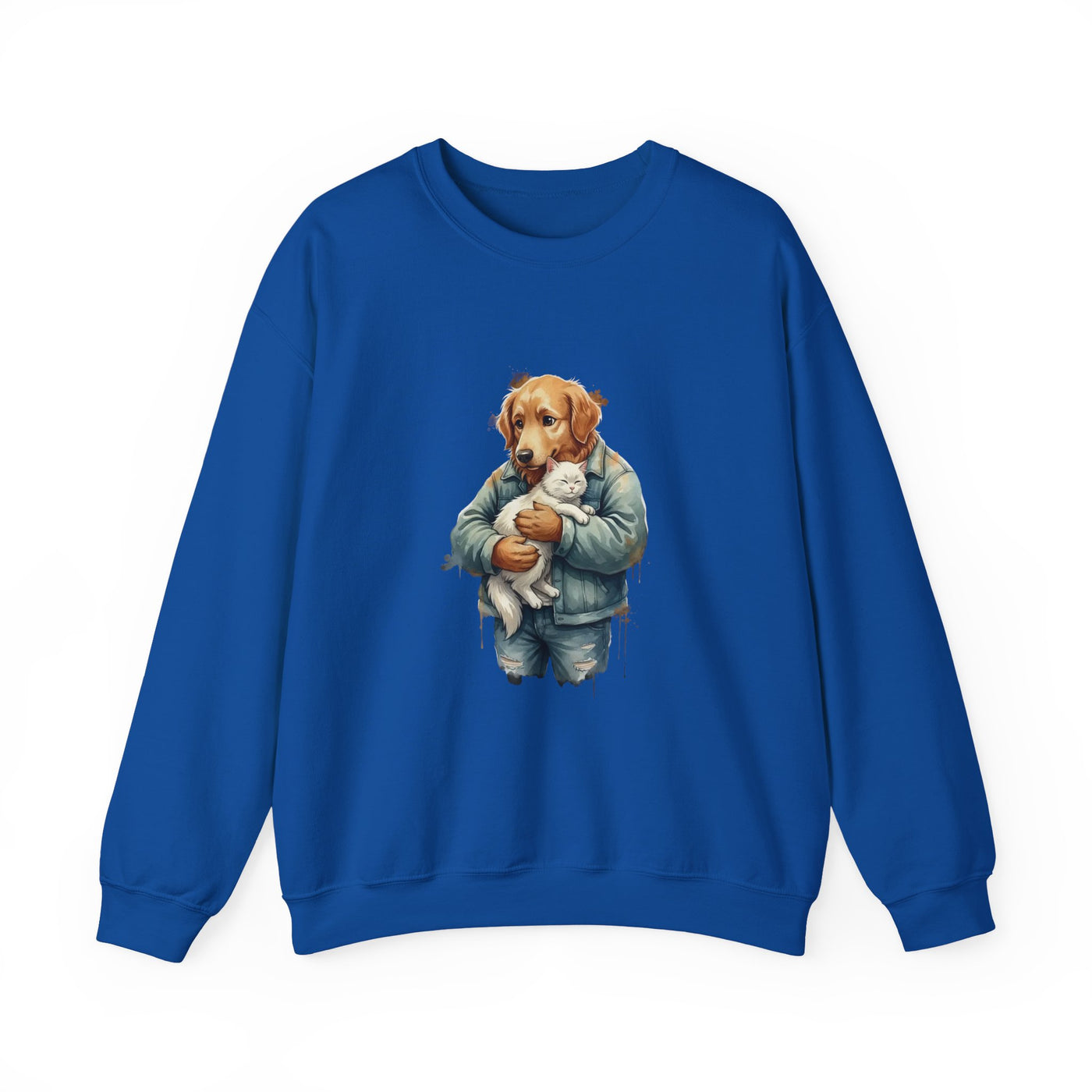 Watercolor painting style 12 Men & Women Cute Cat Pile Crewneck Sweatshirt