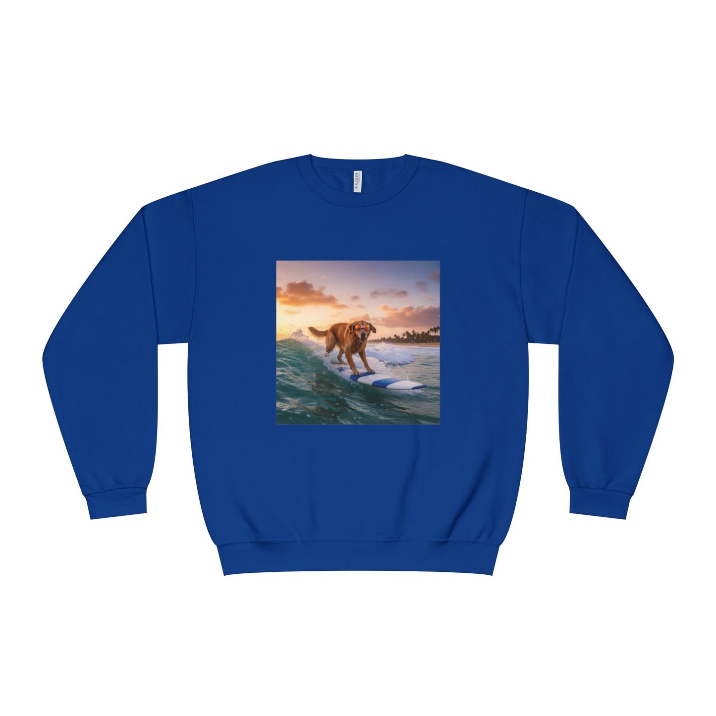 Surfing Dog Graphic Unisex NuBlend Crewneck Sweatshirt style 1