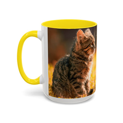 Golden Autumn Cat Coffee Mug - Cute Cat Mug, Nature Lover Gift, Cozy Kitchen Decor, Fall Drinkware, Cat Lover Gift