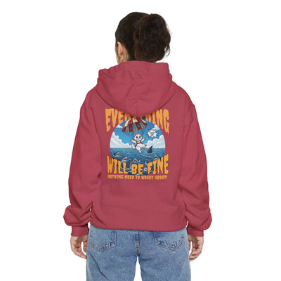 Everything Will Be Fine - Cartoon Cat Graphic Unisex Pullover Hoodie