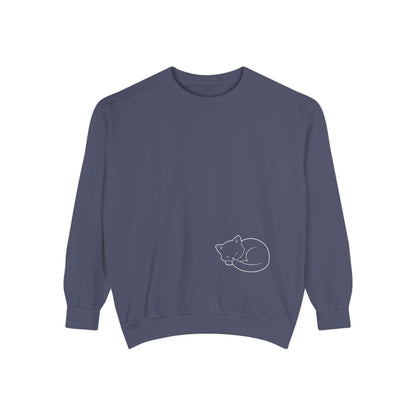 Sleeping cat shadow Graphic Unisex Crewneck Sweatshirt style 1 White