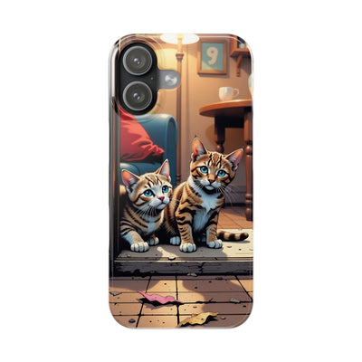 Cute Cats Slim Phone Case comic style 1, Cat Lover Gift, Impact-Resistant iPhone Case, Funny Pet Accessory, Unique Animal Design