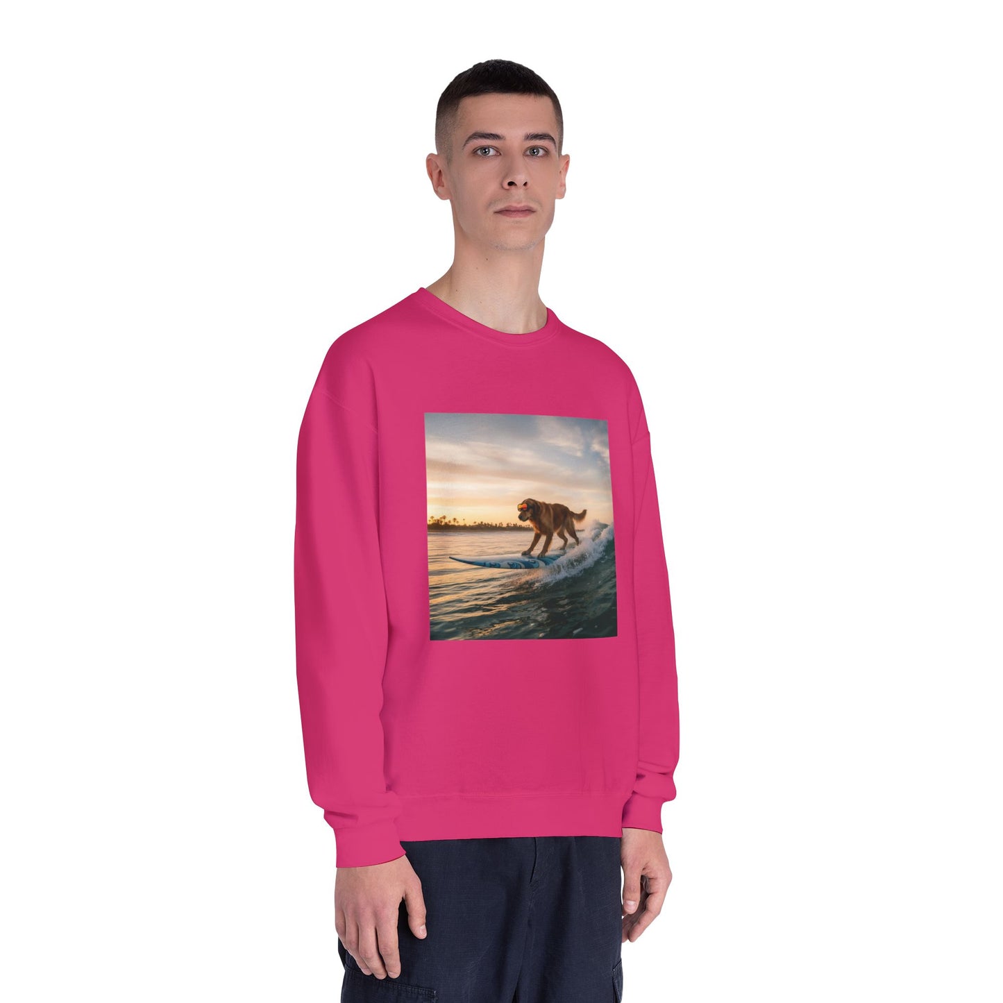 Surfing Dog Graphic Unisex NuBlend Crewneck Sweatshirt style 2