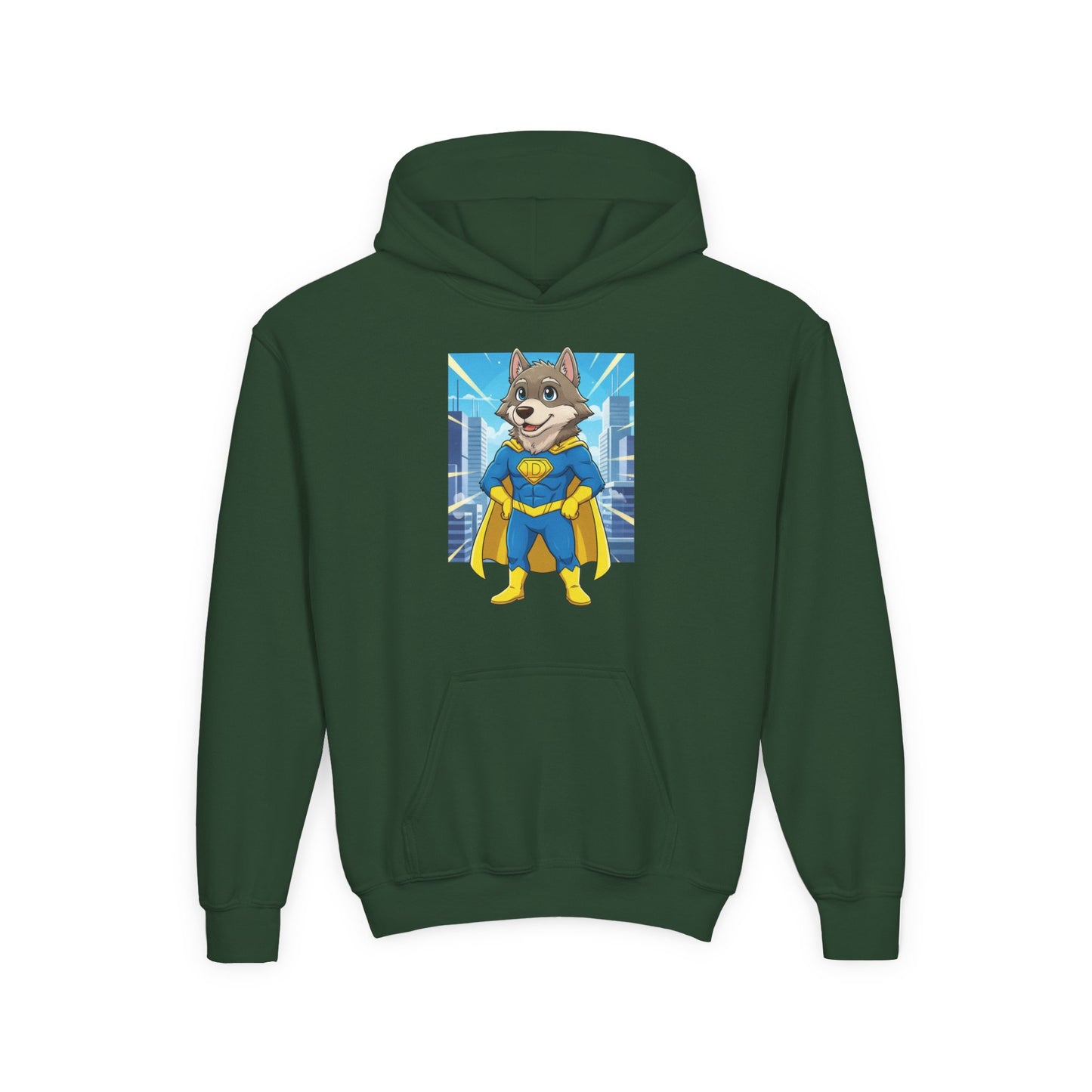 Dog cosplay Superman Funny Design Unisex Kids Hoodie style 1