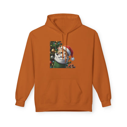 Kitten hiding in Christmas stocking Unisex Fleece Hoodie style 2