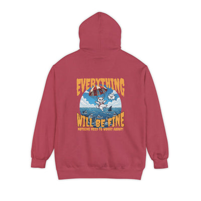 Everything Will Be Fine - Cartoon Cat Graphic Unisex Pullover Hoodie