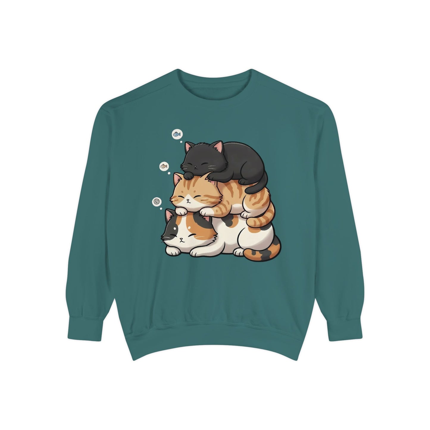 3 Cute Sleeping Cats Cozy Graphic Unisex Crewneck Sweatshirt style 8