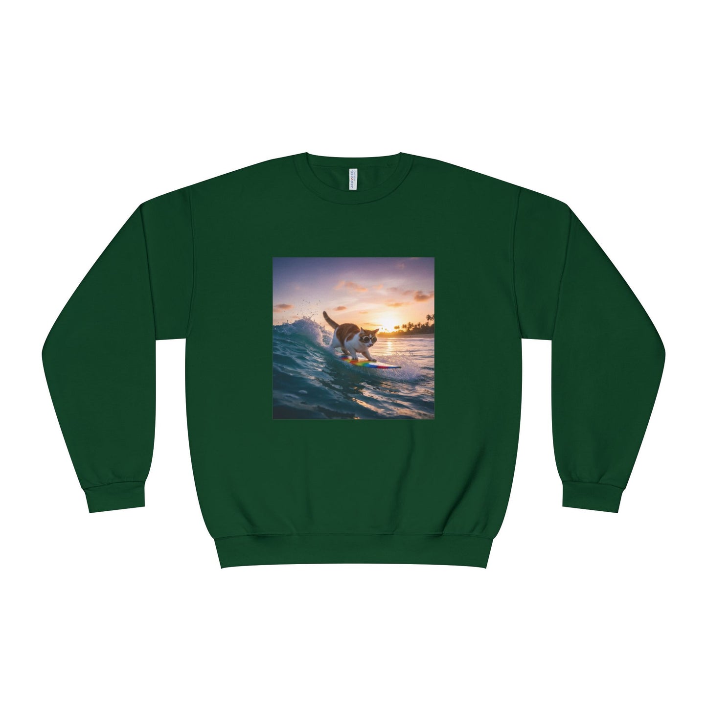 Surfing Cat Unisex NuBlend Crewneck Sweatshirt style 2