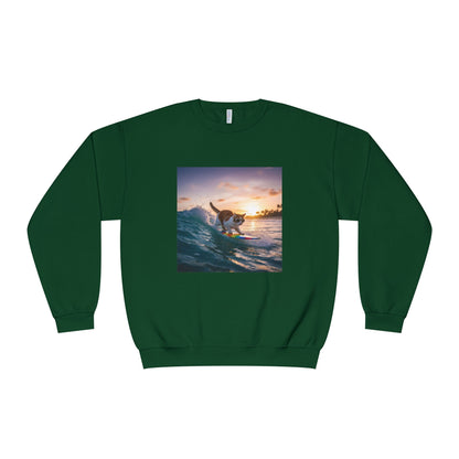 Surfing Cat Unisex NuBlend Crewneck Sweatshirt style 2