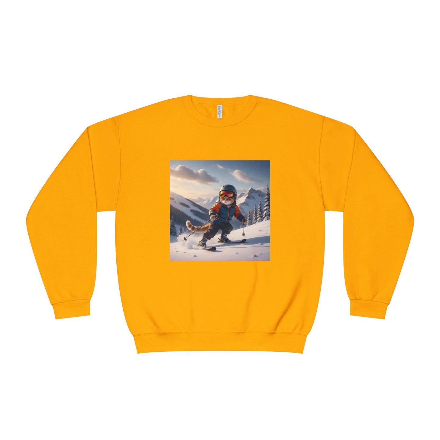 Skiing Cat Graphic Unisex NuBlend Crewneck Sweatshirt