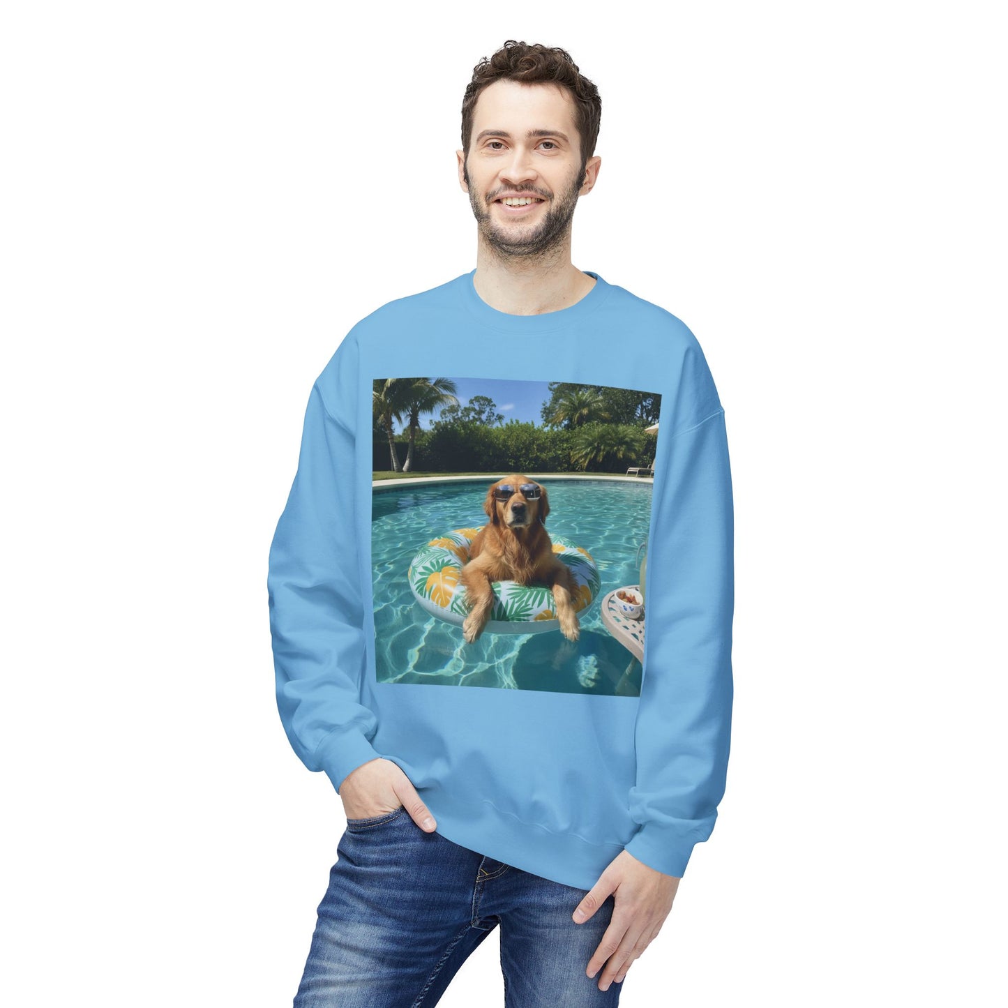 Swimming Pool Vibes Graphic Dog Unisex Crewneck Sweatshirt