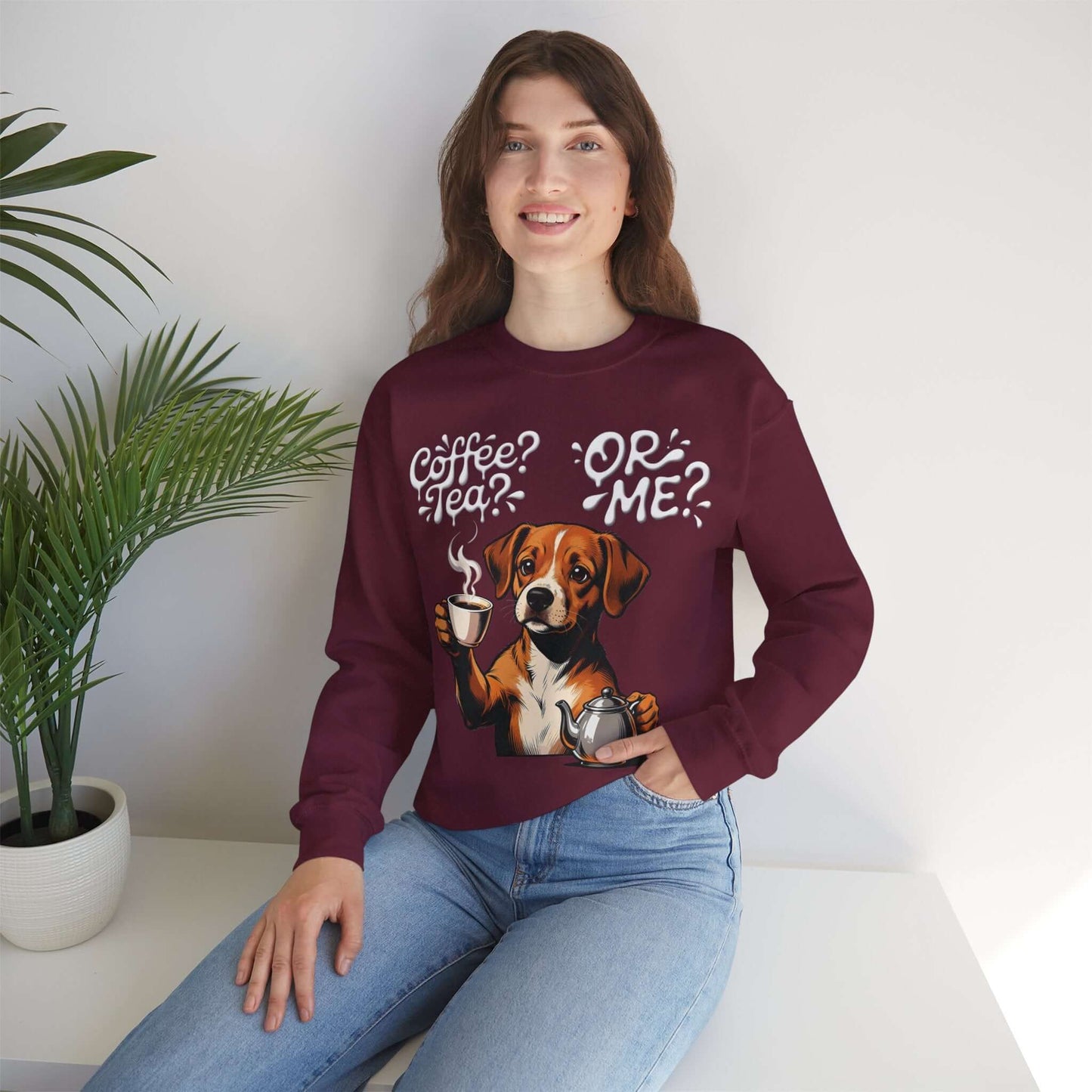 Coffee Tea Or Me - Dog Graphic Unisex Crewneck Sweatshirt