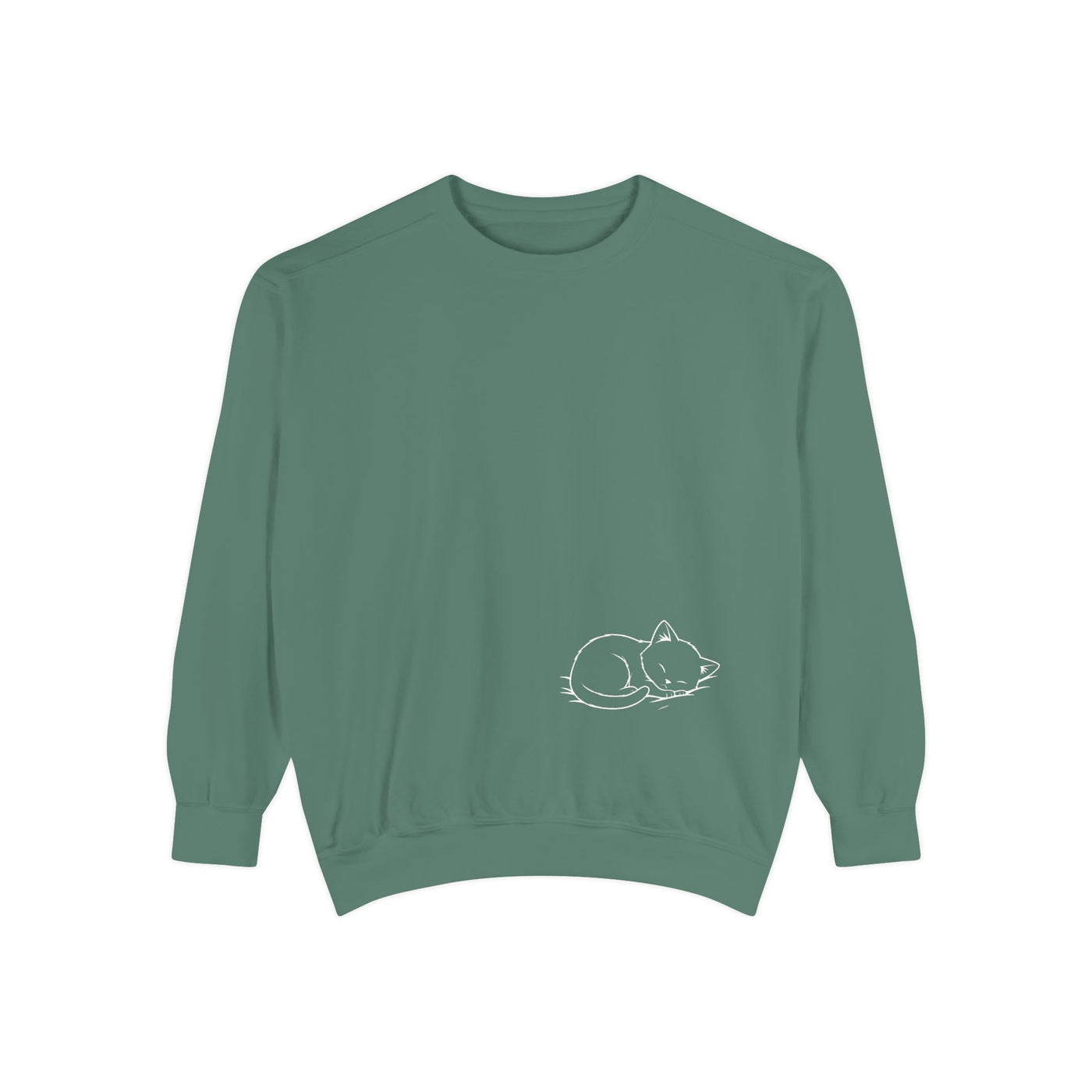 Sleeping cat (White) shadow style 2 Cozy Graphic Unisex Crewneck Sweatshirt