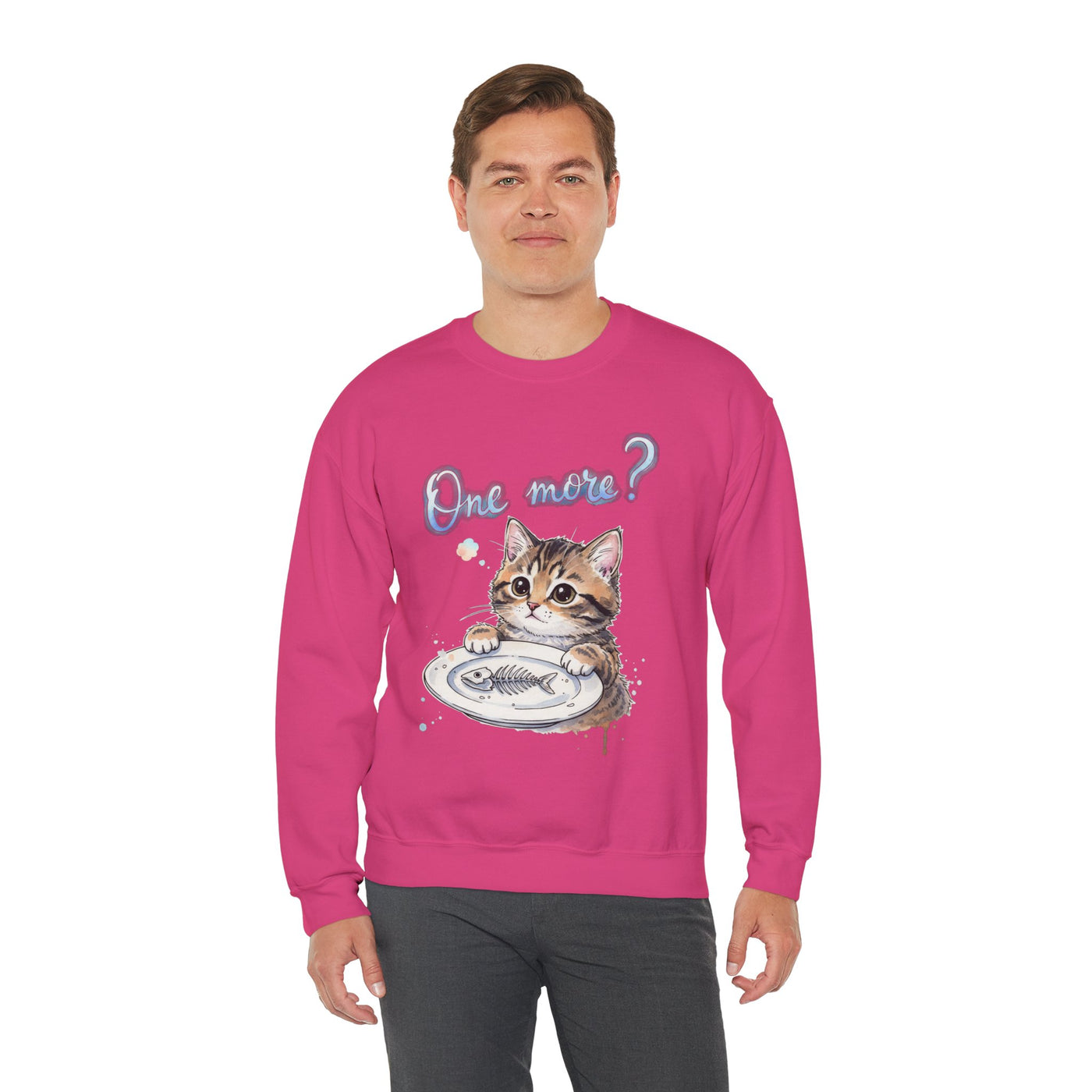 Watercolor painting style 3 Men & Women Cute Cat Pile Crewneck Sweatshirt
