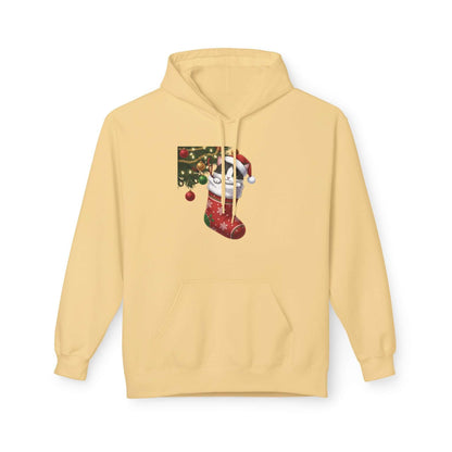 Kitten hiding in Christmas stocking Unisex Fleece Hoodie style 1