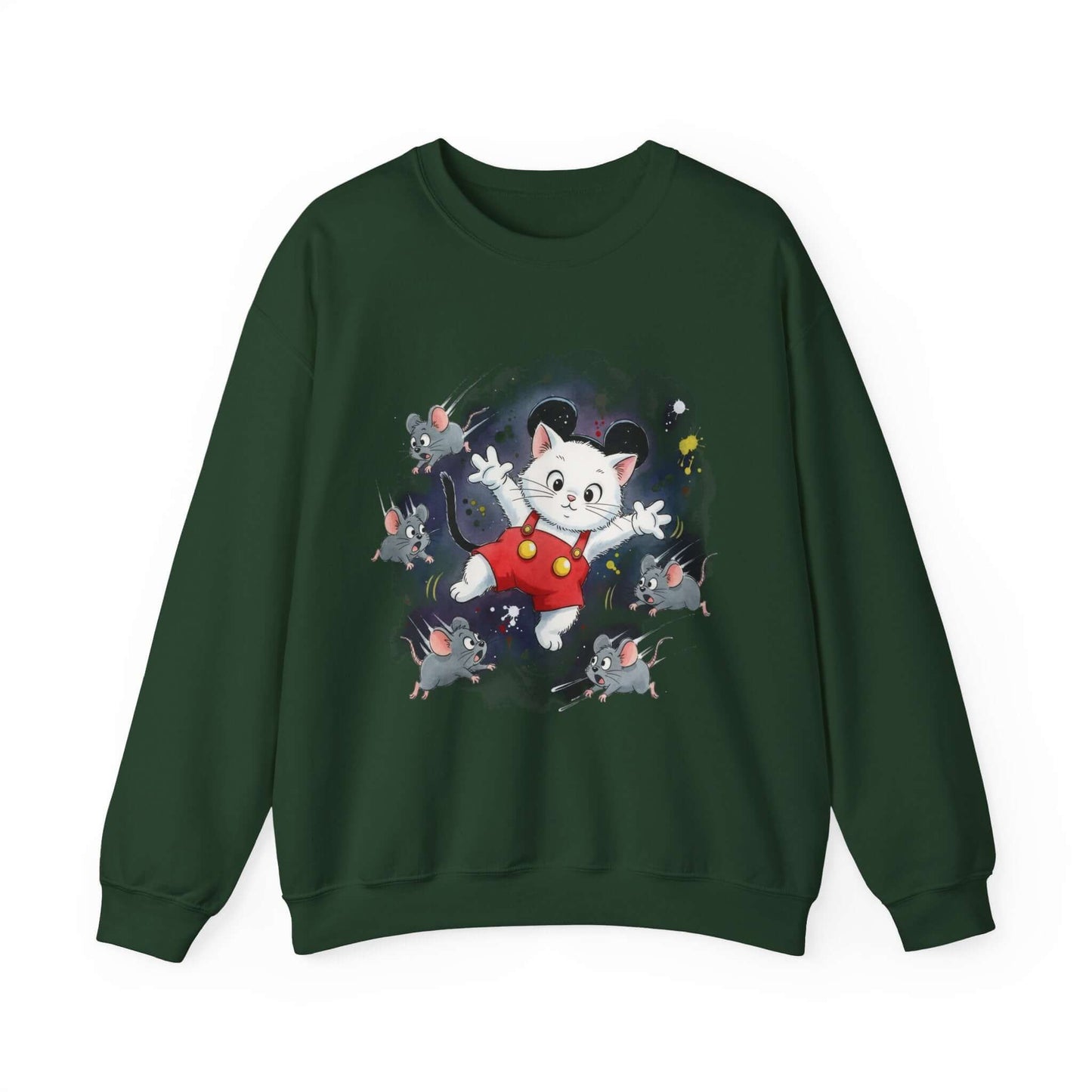 Watercolor Cat painting Unisex Crewneck Sweatshirt style 2