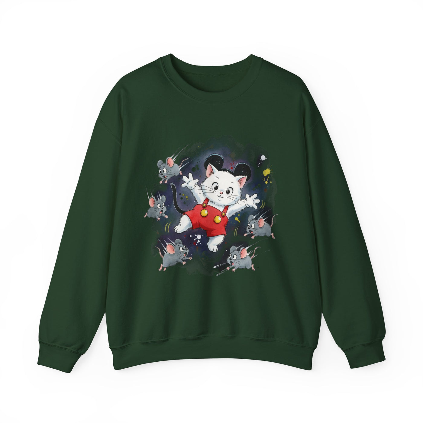 Watercolor painting style 2 Men & Women Cute Cat Pile Crewneck Sweatshirt