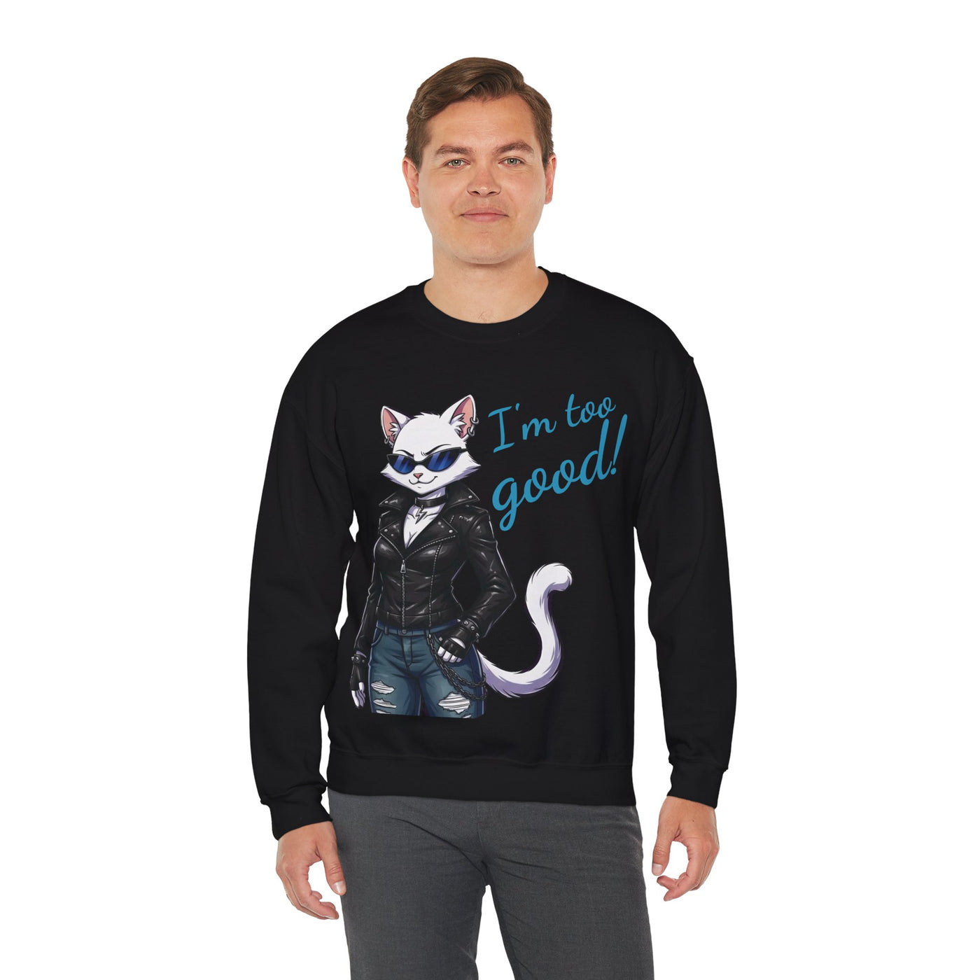 Cool Cat style 3 Unisex Crewneck Sweatshirt | Cozy Gift for Cat Lovers, Casual Wear, Unique Graphic Sweatshirt, Birthday Gift, Everyday Style