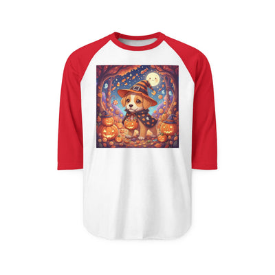 Halloween cute puppy anime style 1 Raglan Shirt, Cute Pet Shirt, Fall Apparel, Unisex Halloween Outfit, Gift for Dog Lovers, Spooky Season Tee
