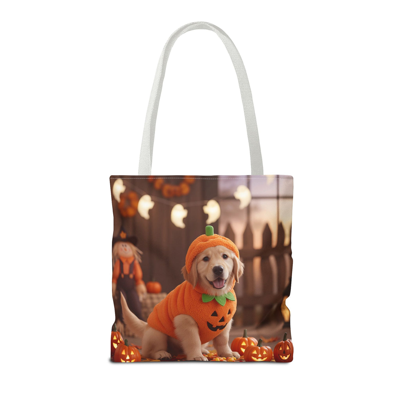 Adorable Halloween Puppy Tote Bag, Dog Lover Bag, Spooky Season Accessories, Pumpkin Patch Shopper, Cute Pet Gift