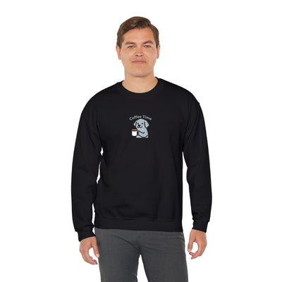 Coffee Time Dog Embroidered style 2 Unisex Crewneck Sweatshirt