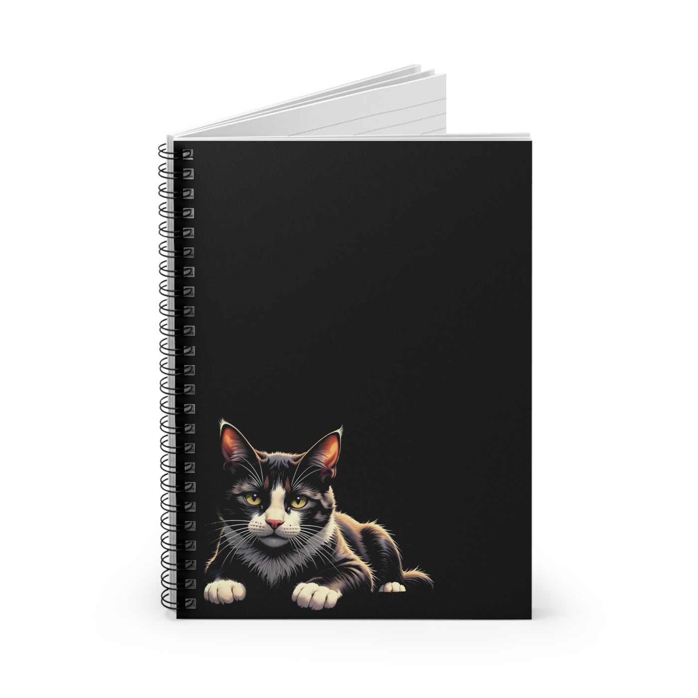 Black Cat Spiral Notebook (Black) - Cute Cat Design, Pet Lover Journal, School Supplies, Gift for Cat Owners, Cute Stationery