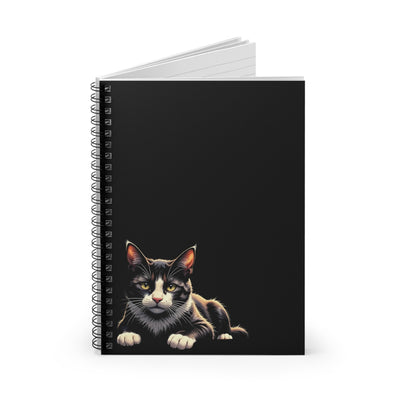 Black Cat Spiral Notebook (Black) - Cute Cat Design, Pet Lover Journal, School Supplies, Gift for Cat Owners, Cute Stationery